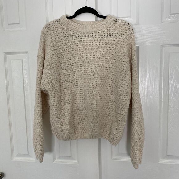 Universal Thread Chunky Oversized Cream White Cotton Crewneck Knit Sweater XL - Picture 3 of 7